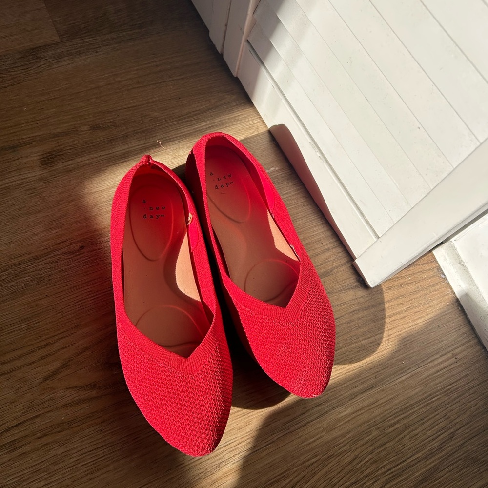 a new day Red Knit Pointed Toe Slip-On Flats